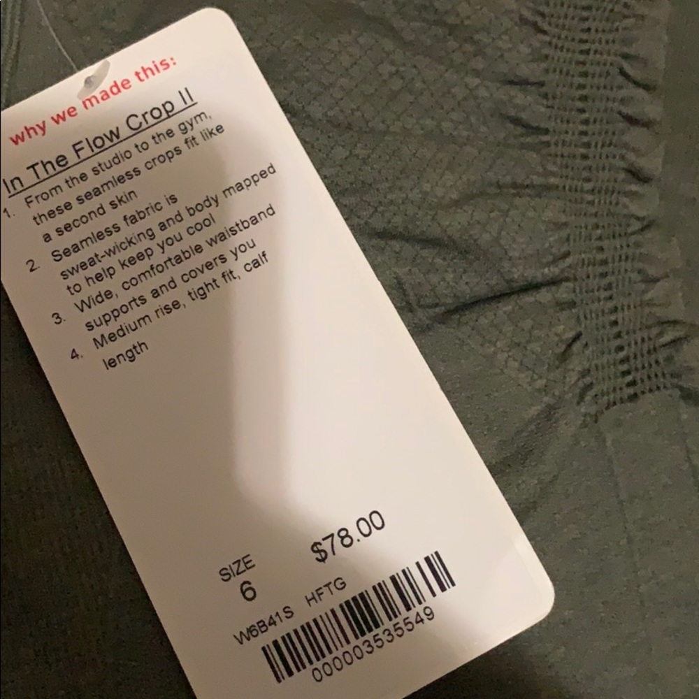 Lululemon In The Flow CropII size 6